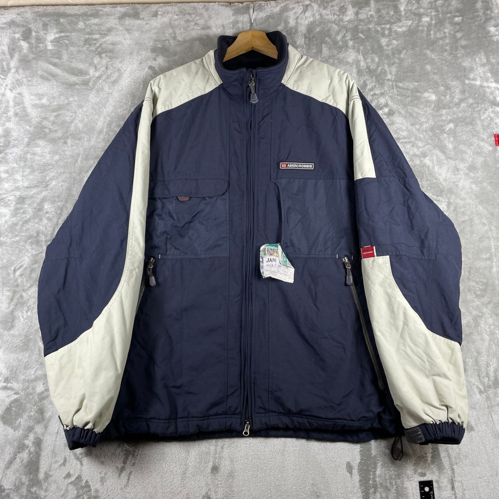 Vintage A/92 Abercrombie Jacket Mens XL Blue Ski Y2K Full Zip Fleece Lined